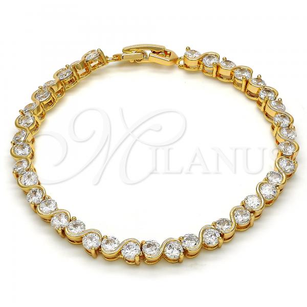 Oro Laminado Tennis Bracelet, Gold Filled Style with White Cubic Zirconia, Polished, Golden Finish, 03.213.0042.07