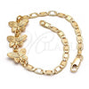 Oro Laminado Fancy Bracelet, Gold Filled Style Butterfly Design, Polished, Golden Finish, 03.63.1879.08