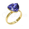 Oro Laminado Multi Stone Ring, Gold Filled Style with Tanzanite Swarovski Crystals, Polished, Golden Finish, 01.239.0005.7 (One size fits all)