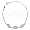 Sterling Silver Fancy Bracelet, Teardrop Design, with  Micro Pave, Polished, Rhodium Finish, 03.183.0034