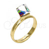 Oro Laminado Multi Stone Ring, Gold Filled Style with Vitrail Light Swarovski Crystals, Polished, Golden Finish, 01.239.0003.6 (One size fits all)