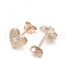 Sterling Silver Stud Earring, Heart Design, with White Cubic Zirconia, Polished, Rose Gold Finish, 02.369.0039.1