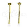 Oro Laminado Stud Earring, Gold Filled Style with White Cubic Zirconia, Polished, Golden Finish, 02.210.0745