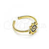 Oro Laminado Elegant Ring, Gold Filled Style Evil Eye and Sun Design, Blue Enamel Finish, Golden Finish, 01.213.0020.2