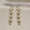 Oro Laminado Long Earring, Gold Filled Style with Ivory Pearl, Polished, Golden Finish, 02.414.0011