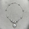 Sterling Silver Charm Bracelet, Heart Design, Polished, Silver Finish, 03.407.0005.07