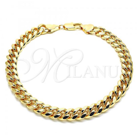 Oro Laminado Basic Anklet, Gold Filled Style Miami Cuban Design, Polished, Golden Finish, 5.223.010.10