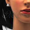 Sterling Silver Earring and Pendant Adult Set, with White Cubic Zirconia, Polished, Rhodium Finish, 10.175.0052