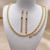 Oro Laminado Necklace and Bracelet, Gold Filled Style Rope Design, Polished, Golden Finish, 06.372.0065