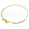 Oro Laminado Individual Bangle, Gold Filled Style Dragon-Fly Design, with White Micro Pave and White Crystal, Polished, Golden Finish, 07.193.0026.04 (02 MM Thickness, Size 4 - 2.25 Diameter)