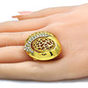 Oro Laminado Multi Stone Ring, Gold Filled Style with White Crystal, Polished, Golden Finish, 01.241.0042.10 (Size 10)