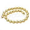 Oro Laminado Fancy Anklet, Gold Filled Style Heart Design, Polished, Golden Finish, 03.210.0060.10