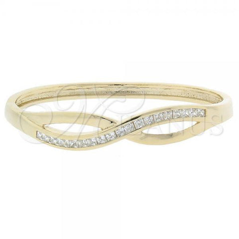Oro Laminado Individual Bangle, Gold Filled Style Infinite Design, with White Cubic Zirconia, Polished, Golden Finish, 5.230.001 (10 MM Thickness, Size 5 - 2.50 Diameter)