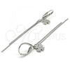 Sterling Silver Long Earring, with White Micro Pave, Polished, Rhodium Finish, 02.186.0159.1