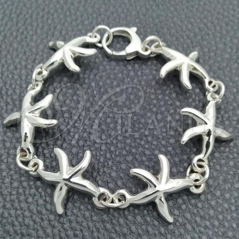 Sterling Silver Fancy Bracelet, Star Design, Polished, Silver Finish, 03.395.0001.07