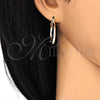 Oro Laminado Small Hoop, Gold Filled Style Greek Key Design, Diamond Cutting Finish, Tricolor, 02.163.0007.1.25