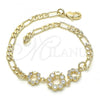 Oro Laminado Fancy Bracelet, Gold Filled Style Crown Design, with White Cubic Zirconia, Polished, Golden Finish, 03.233.0025.08