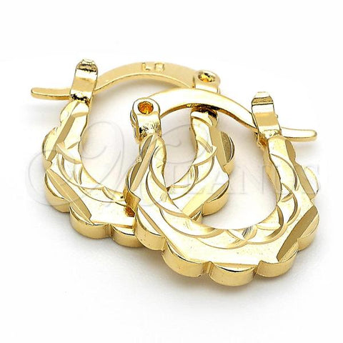 Oro Laminado Small Hoop, Gold Filled Style Diamond Cutting Finish, Golden Finish, 5.159.059