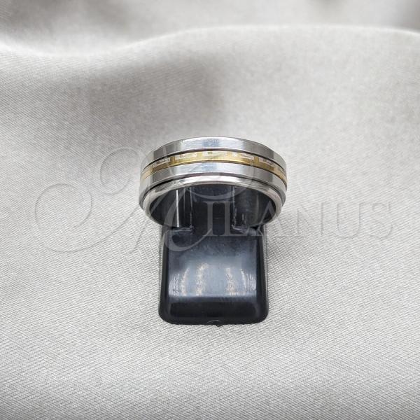 Stainless Steel Mens Ring, Double Design, Polished, Two Tone, 01.63.0716.07