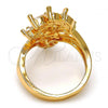 Oro Laminado Multi Stone Ring, Gold Filled Style Leaf and Teardrop Design, with White Cubic Zirconia, Polished, Golden Finish, 01.210.0003.07 (Size 7)