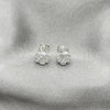 Sterling Silver Stud Earring, Flower Design, Polished, Silver Finish, 02.407.0013