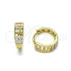 Oro Laminado Huggie Hoop, Gold Filled Style Diamond Cutting Finish, Tricolor, 02.213.0611.14
