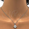 Sterling Silver Earring and Pendant Adult Set, with White Cubic Zirconia, Polished, Rhodium Finish, 10.175.0041