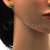 Stainless Steel Stud Earring, with Light Green Crystal, Polished, Golden Finish, 02.271.0007.11