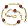 Oro Laminado Fancy Anklet, Gold Filled Style Ball Design, Polished, Golden Finish, 04.63.1410.10