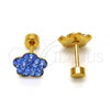 Stainless Steel Stud Earring, Flower Design, with Tanzanite Crystal, Polished, Golden Finish, 02.271.0020.11