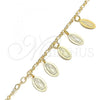 Oro Laminado Charm Anklet , Gold Filled Style Guadalupe Design, Polished, Golden Finish, 03.63.2206.10