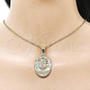 Oro Laminado Religious Pendant, Gold Filled Style Caridad del Cobre Design, Diamond Cutting Finish, Tricolor, 05.120.0103