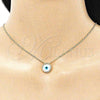 Oro Laminado Earring and Pendant Adult Set, Gold Filled Style Evil Eye Design, with White Mother of Pearl, Polished, Golden Finish, 10.156.0382