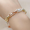 Oro Laminado Fancy Bracelet, Gold Filled Style Guadalupe Design, Polished, Tricolor, 03.411.0076.08