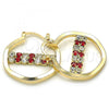 Oro Laminado Small Hoop, Gold Filled Style with Garnet and White Cubic Zirconia, Polished, Golden Finish, 02.122.0097.1.25