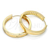 Oro Laminado Huggie Hoop, Gold Filled Style with White Micro Pave, Polished, Golden Finish, 02.167.0002.30