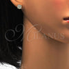 Oro Laminado Stud Earring, Gold Filled Style with White Micro Pave, Polished, Golden Finish, 02.156.0001