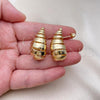 Oro Laminado Stud Earring, Gold Filled Style Hollow and Spiral Design, Polished, Golden Finish, 02.163.0264
