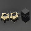 Oro Laminado Small Hoop, Gold Filled Style Flower Design, Polished, Golden Finish, 02.63.1182