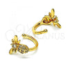 Oro Laminado Earcuff Earring, Gold Filled Style Bee Design, with White Micro Pave, Polished, Golden Finish, 02.210.0684