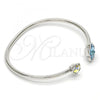 Rhodium Plated Individual Bangle, Flower Design, with Indicolite and Aurore Boreale Swarovski Crystals, Polished, Rhodium Finish, 07.239.0011.4 (02 MM Thickness, One size fits all)