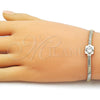 Oro Laminado Fancy Bracelet, Gold Filled Style Rat Tail Design, with White Cubic Zirconia, Polished, Golden Finish, 03.213.0367.08