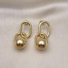 Oro Laminado Long Earring, Gold Filled Style Chunky Design, Polished, Golden Finish, 02.195.0213