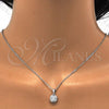 Sterling Silver Earring and Pendant Adult Set, with White Micro Pave, Polished, Rhodium Finish, 10.174.0253