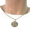 Oro Laminado Religious Pendant, Gold Filled Style Guadalupe Design, Polished, Golden Finish, 05.213.0055