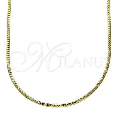 Oro Laminado Basic Necklace, Gold Filled Style Rat Tail Design, Polished, Golden Finish, 04.213.0272.18
