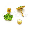 Stainless Steel Stud Earring, Flower Design, with Light Green Crystal, Polished, Golden Finish, 02.271.0020.4