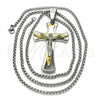 Stainless Steel Pendant Necklace, Crucifix Design, Polished, Two Tone, 04.116.0030.30