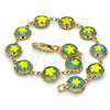 Oro Laminado Fancy Bracelet, Gold Filled Style Flower Design, Polished, Golden Finish, 03.169.0003.08