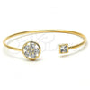 Oro Laminado Individual Bangle, Gold Filled Style Flower Design, with White Cubic Zirconia and White Crystal, Polished, Golden Finish, 07.97.0058.1 (02 MM Thickness, One size fits all)